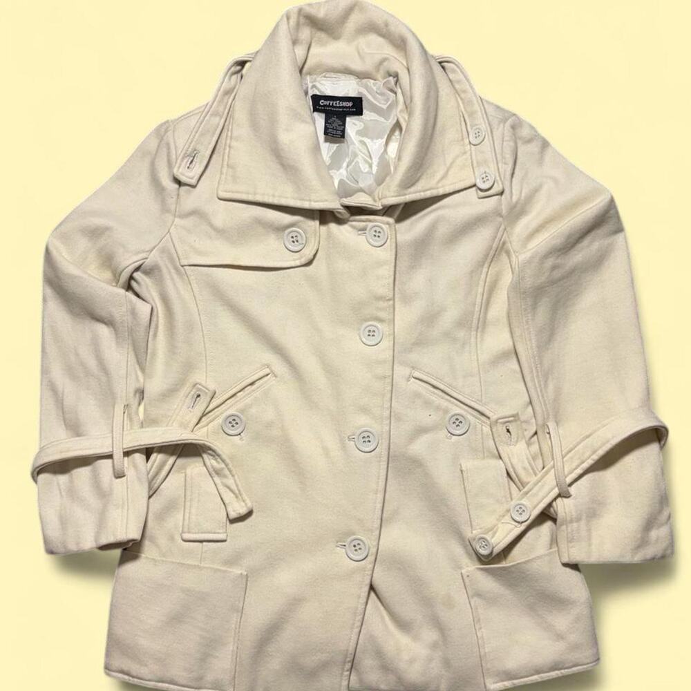 Coffeeshop cream wool coat size